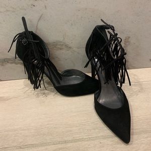 Stuart Weitzman Suede Fringe Pump